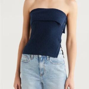 PacSun Side Button Foldover Rib TubeTop Cottagecore Y2KSize XS